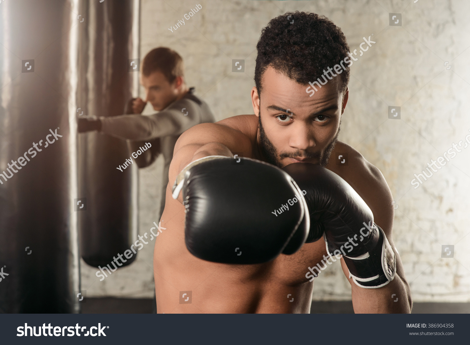 Athletic Guy Naked Torso Boxing Gloves Stock Photo Shutterstock