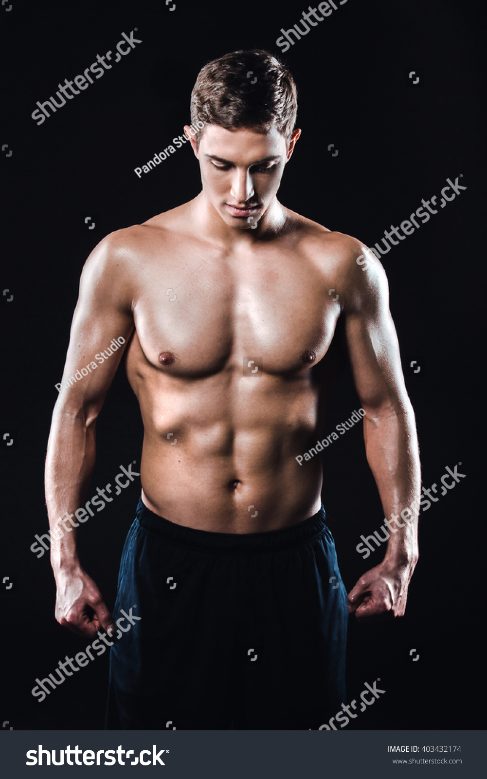 Attractive Muscular Athlete Studio Shot Young Stock Photo 403432174 ...