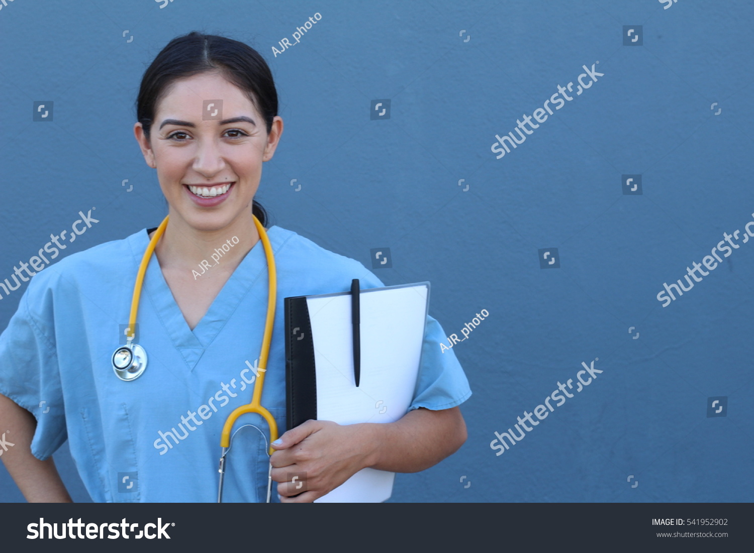 Attractive Female Hispanic Doctor Nurse Isolated Stock Photo (Edit Now ...