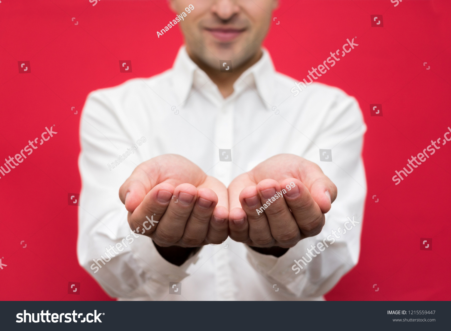 Attractive Guy Outstretched Arms On Camera Stock Photo Edit Now