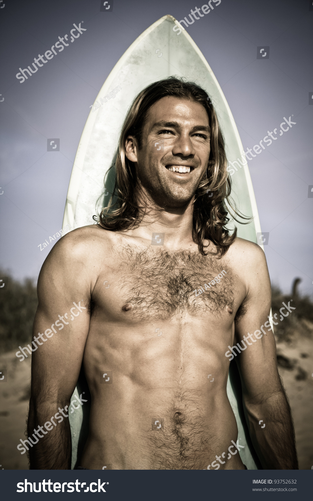 Attractive Handsome Muscular Long Haired Surfer Stock Photo Shutterstock