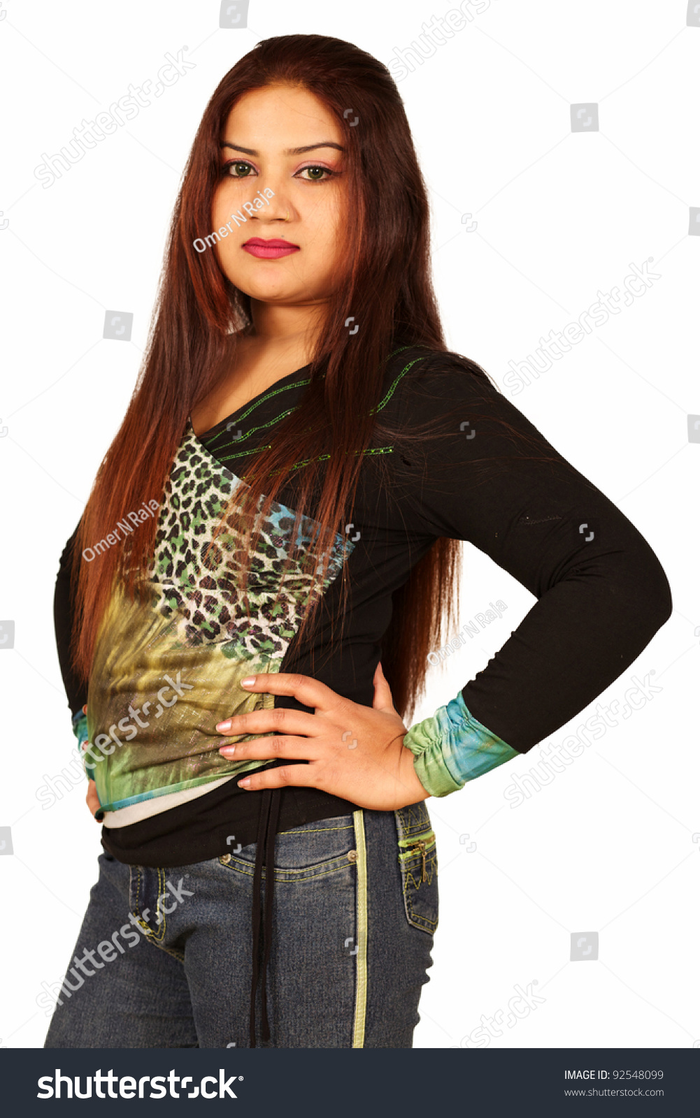 Attractive Indian Girl Beautiful Long Hair Stock Photo 92548099 ...