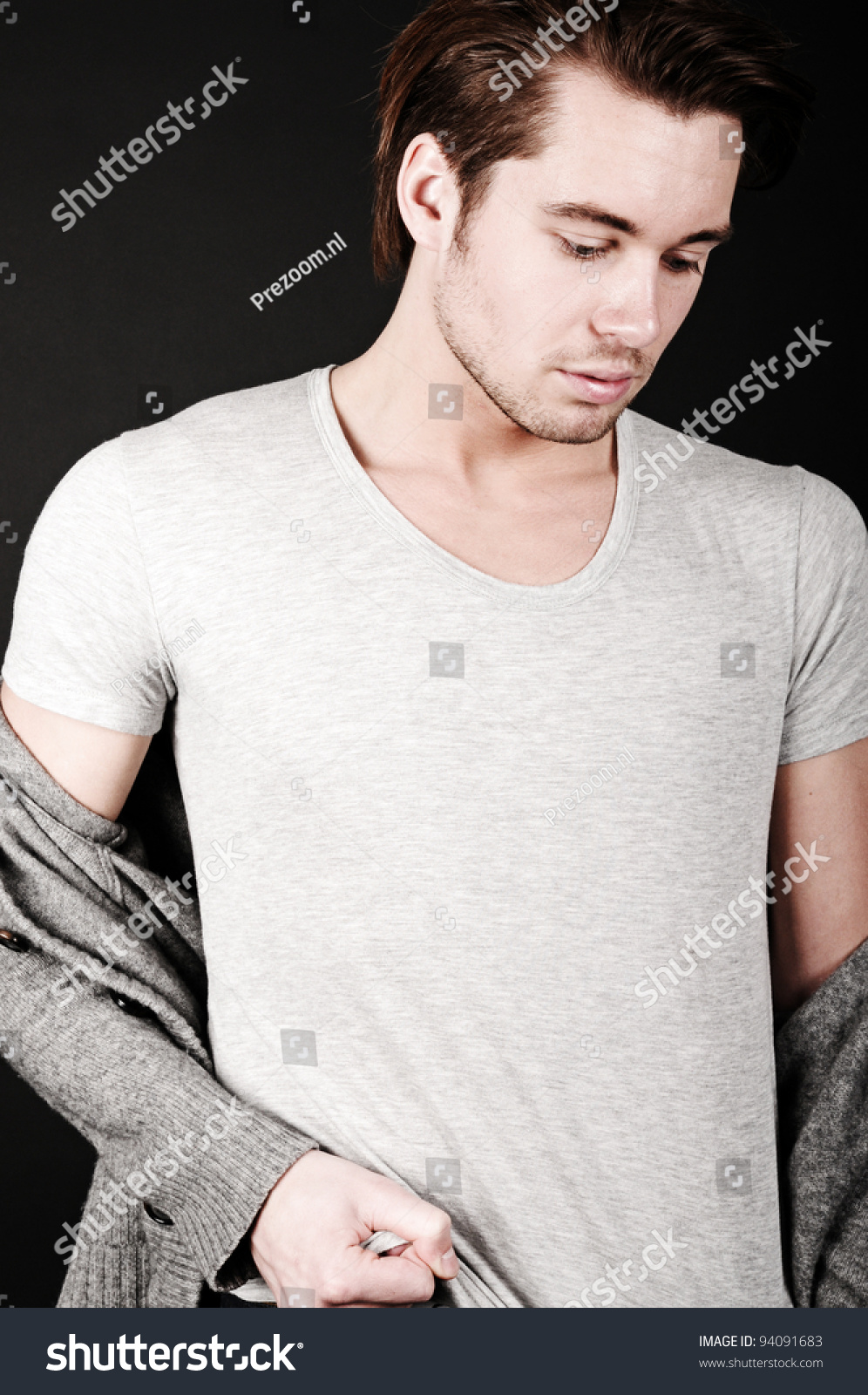 Attractive Male Model Looking Down Stock Photo 94091683 - Shutterstock