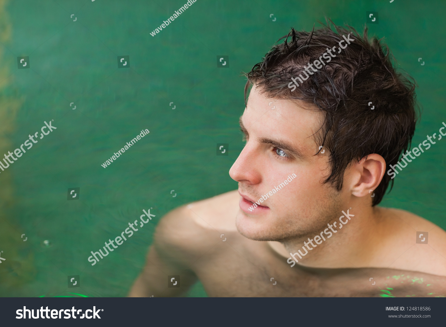 Attractive Man Standing Swimming Pool Stock Photo (Edit Now) 124818586