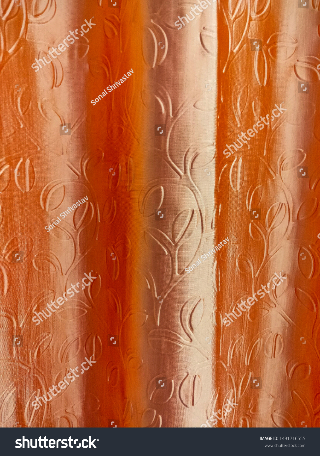 orange curtain material