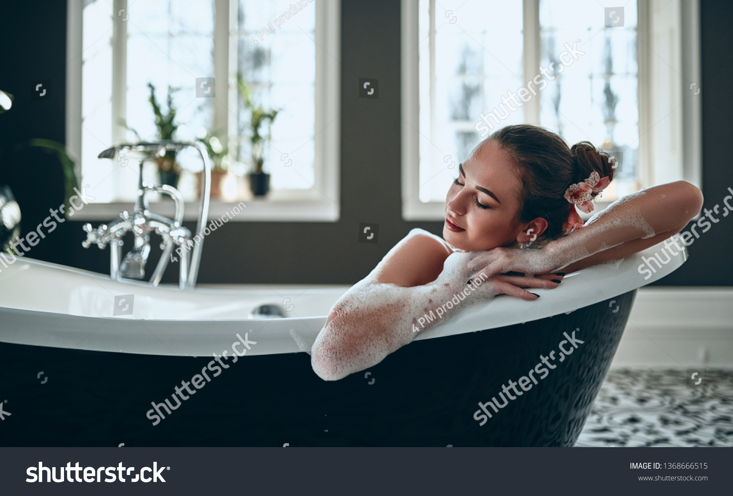 Attractive Sexy Woman Lying Naked Bath Stock Photo 1368666515