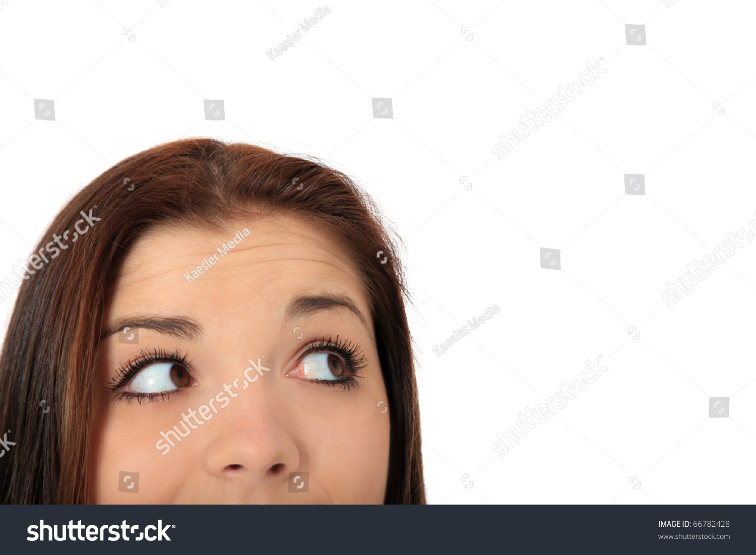 Attractive Teenage Girls Eyes Looking To The Side. All On White ...