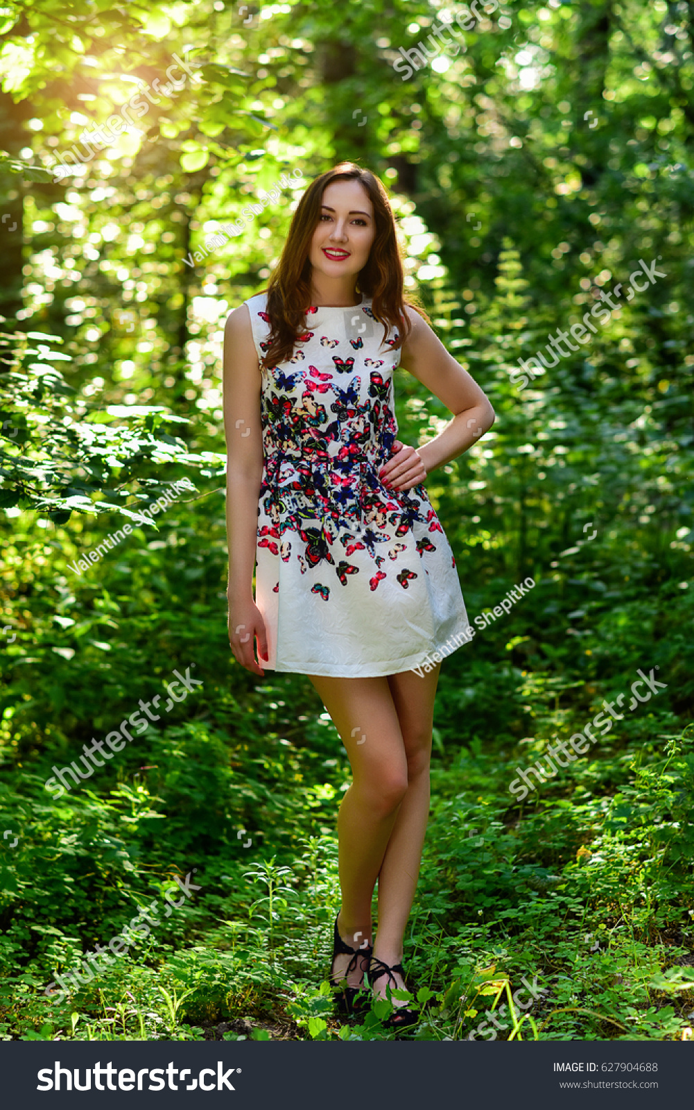 Attractive Young Woman White Short Dress Stock Photo Edit Now