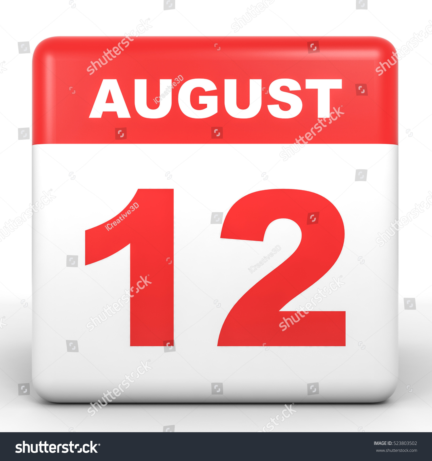 August 12 Calendar On White Background Stock Illustration 523803502