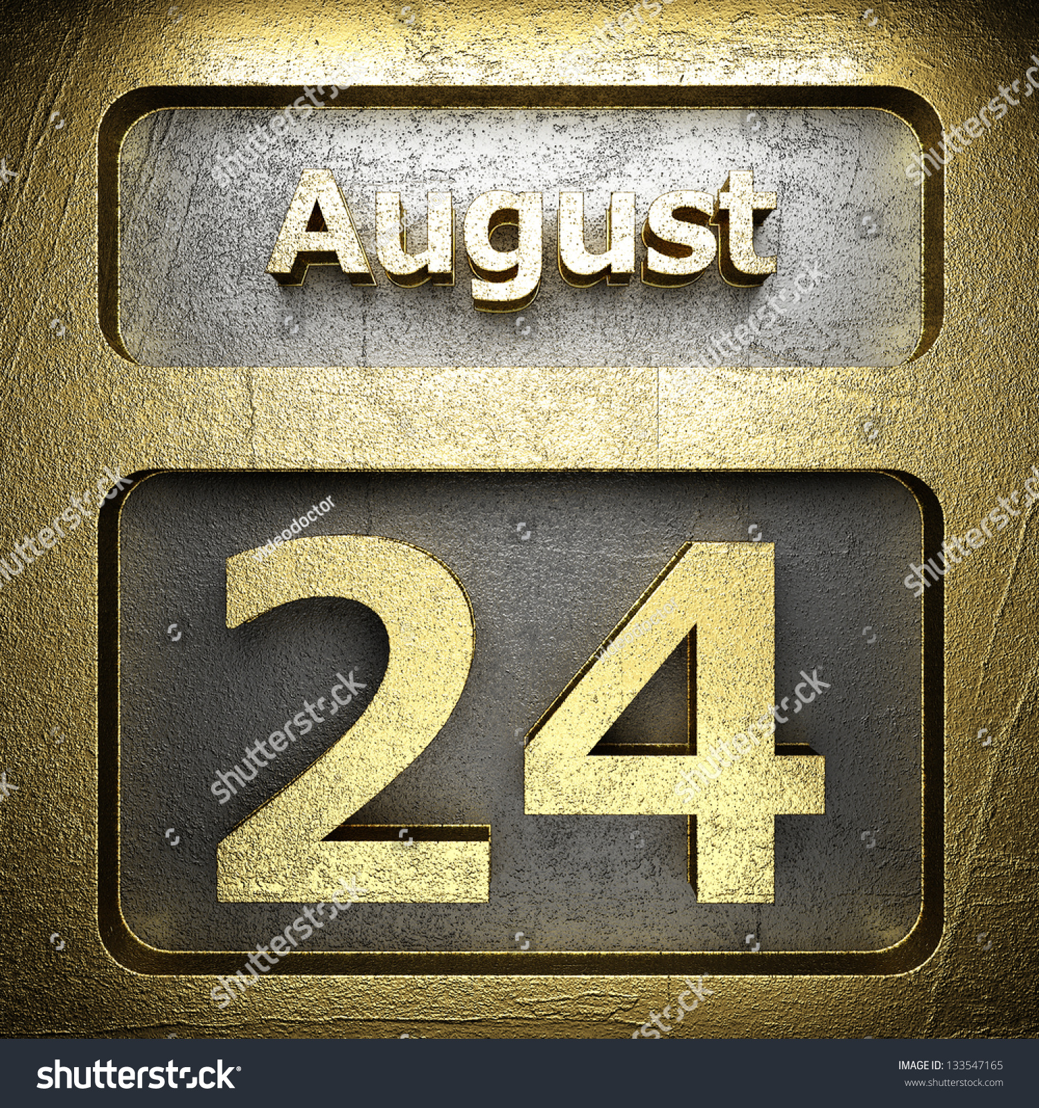 August 24 Golden Sign On Silver Stock Illustration 133547165 Shutterstock