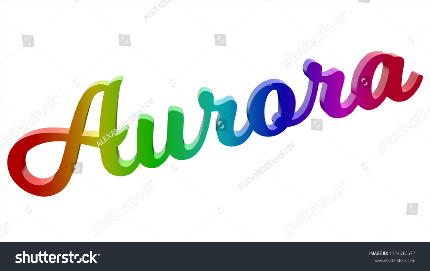 Aurora City Name Calligraphic 3d Rendered Stock Illustration