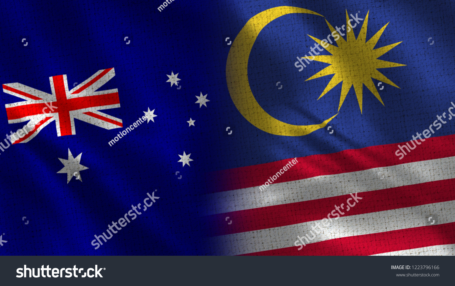 Australia Malaysia 3d Illustration Two Flag Stock Illustration ...