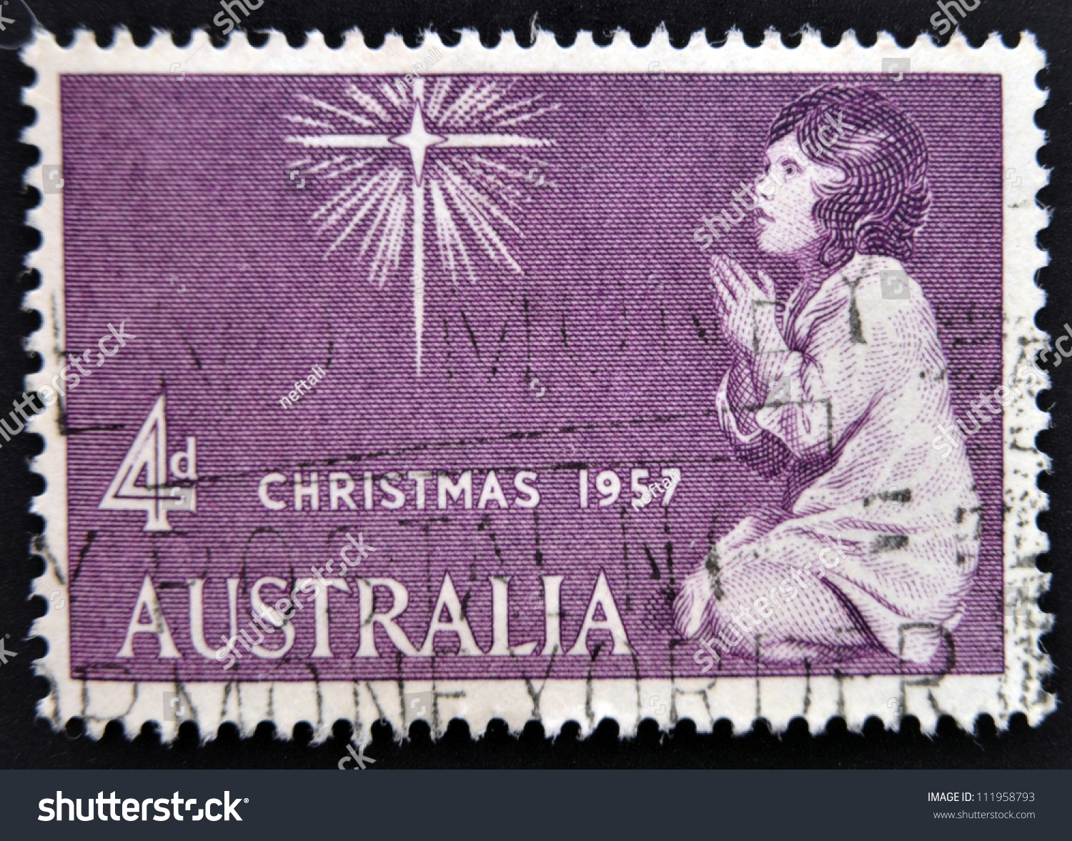 Australia - Circa 1957: A Christmas Stamp Printed In Australia Showing ...