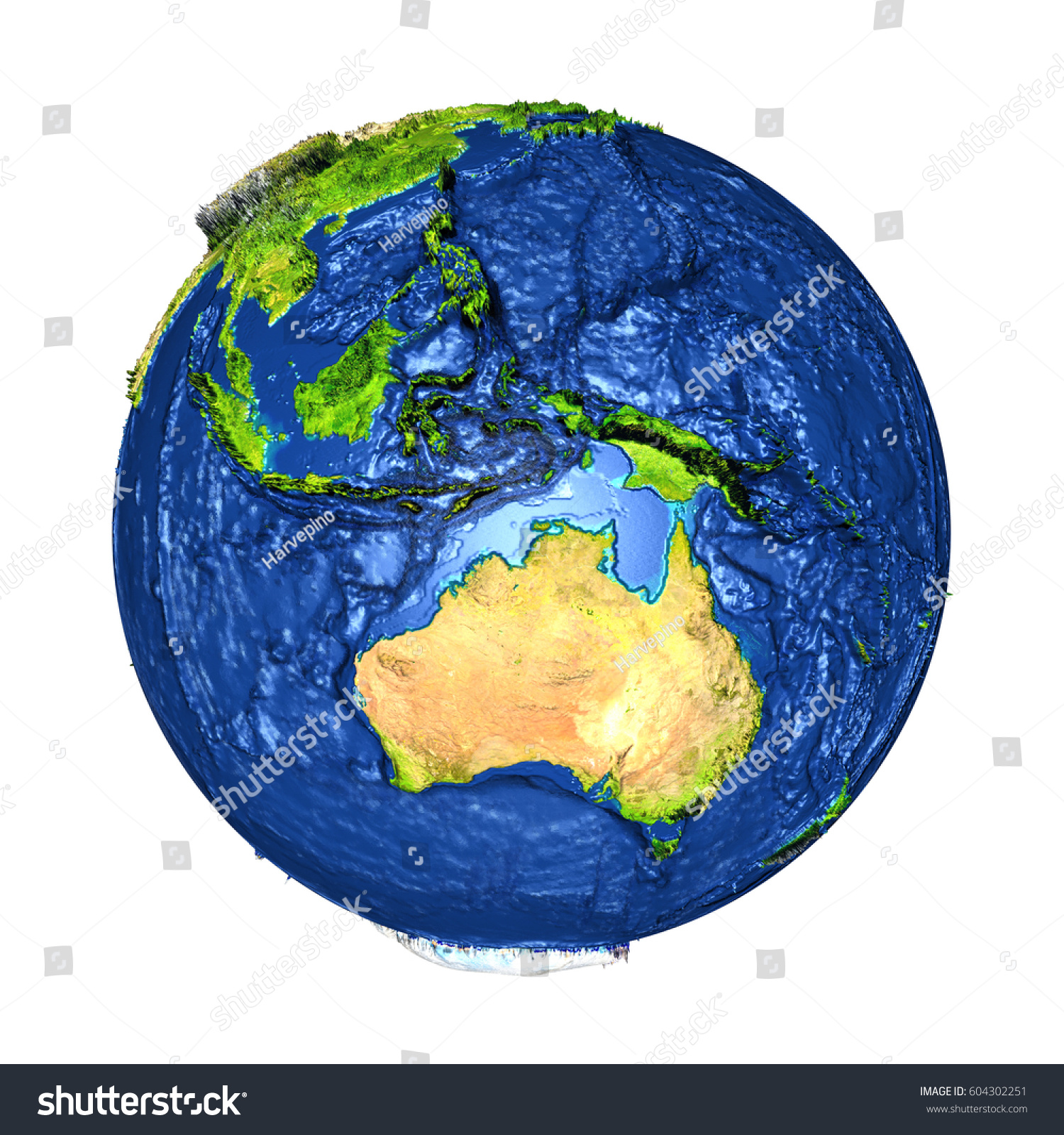 Australia On Planet Earth Exaggerated Surface