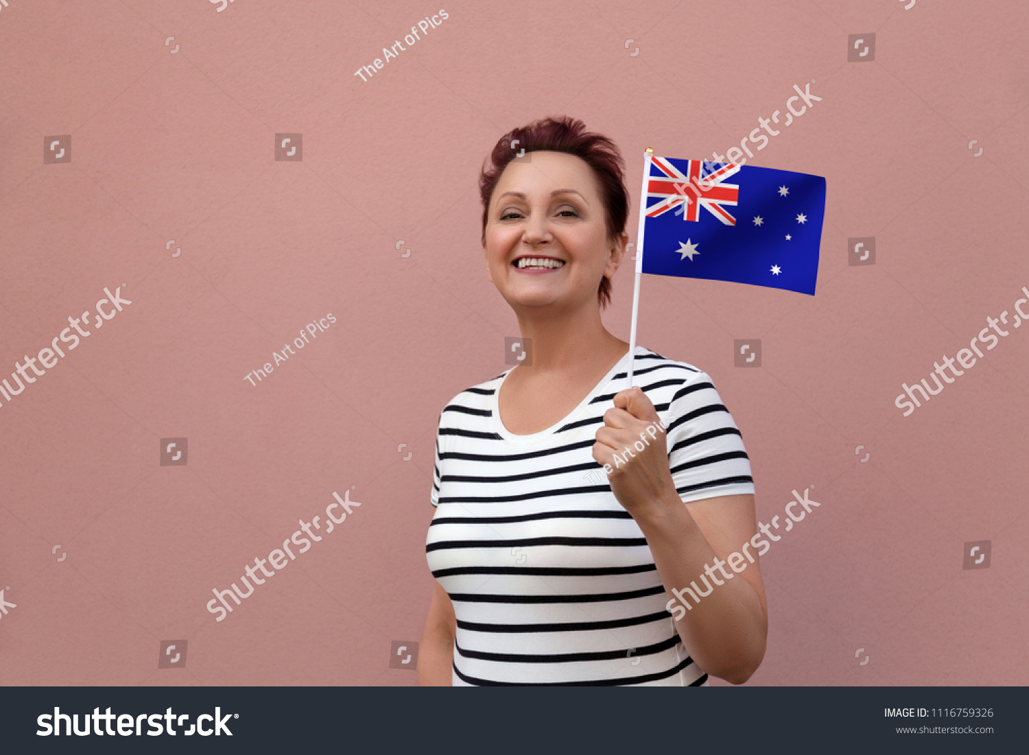 Australian Flag Woman Holding Australia Flag Stock Photo Now) 1116759326