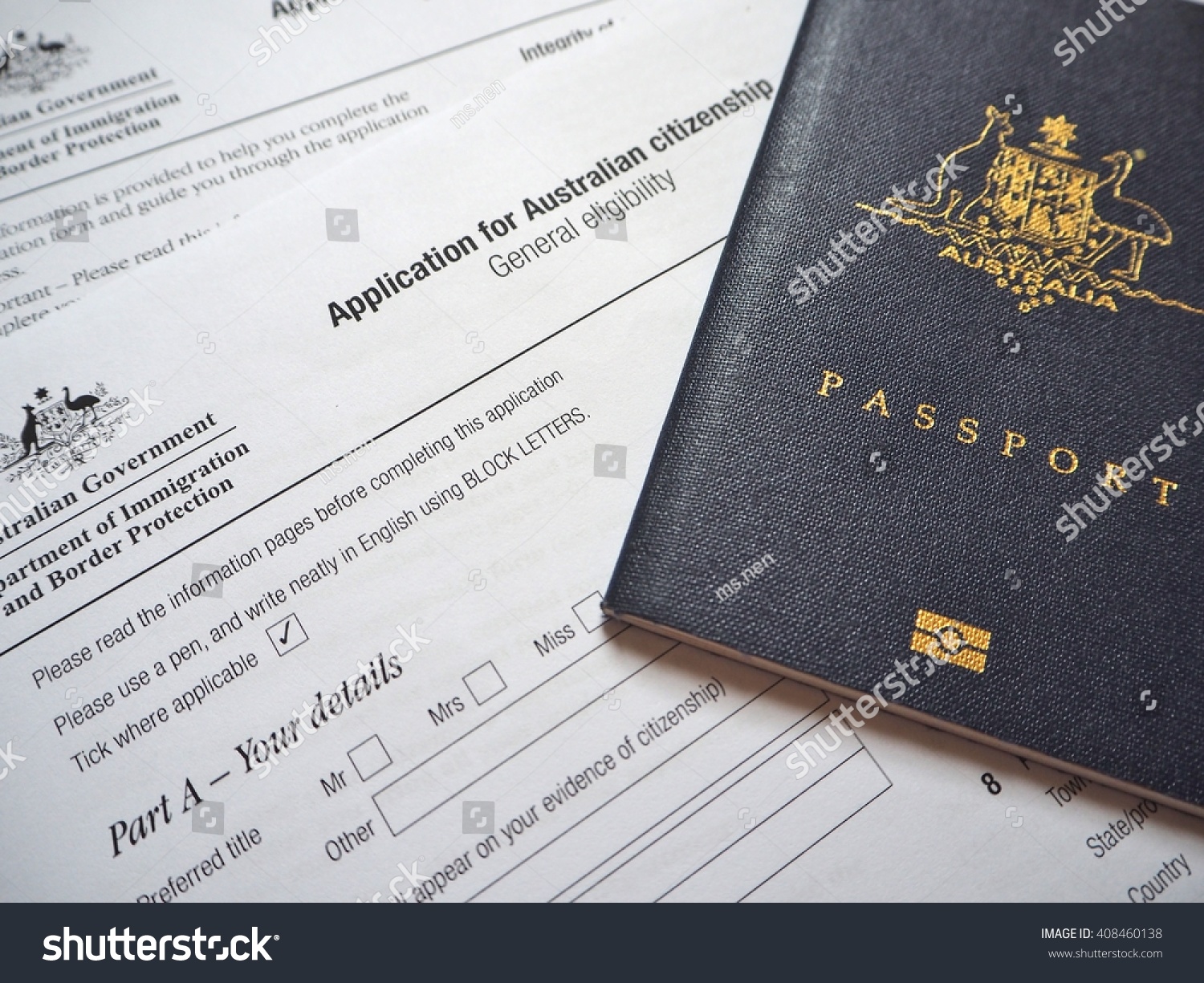Australian Passport Application Citizenship Form Stock Photo (Edit Now)