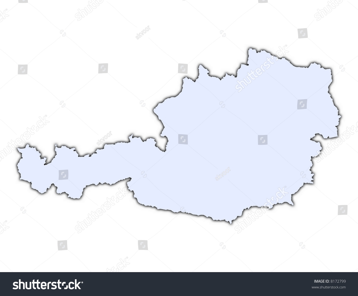 Austria Light Blue Map Shadow High Stock Illustration 8172799 ...