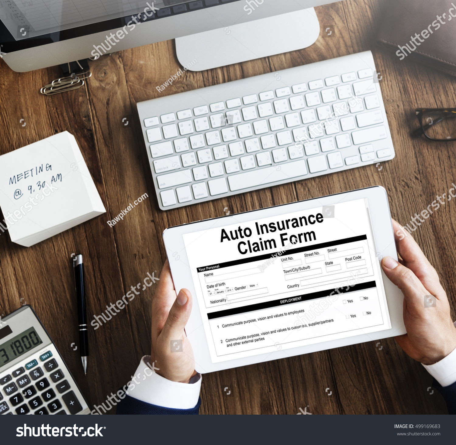 Auto Insurance Claim Form Document Indemnity Stock Photo ...