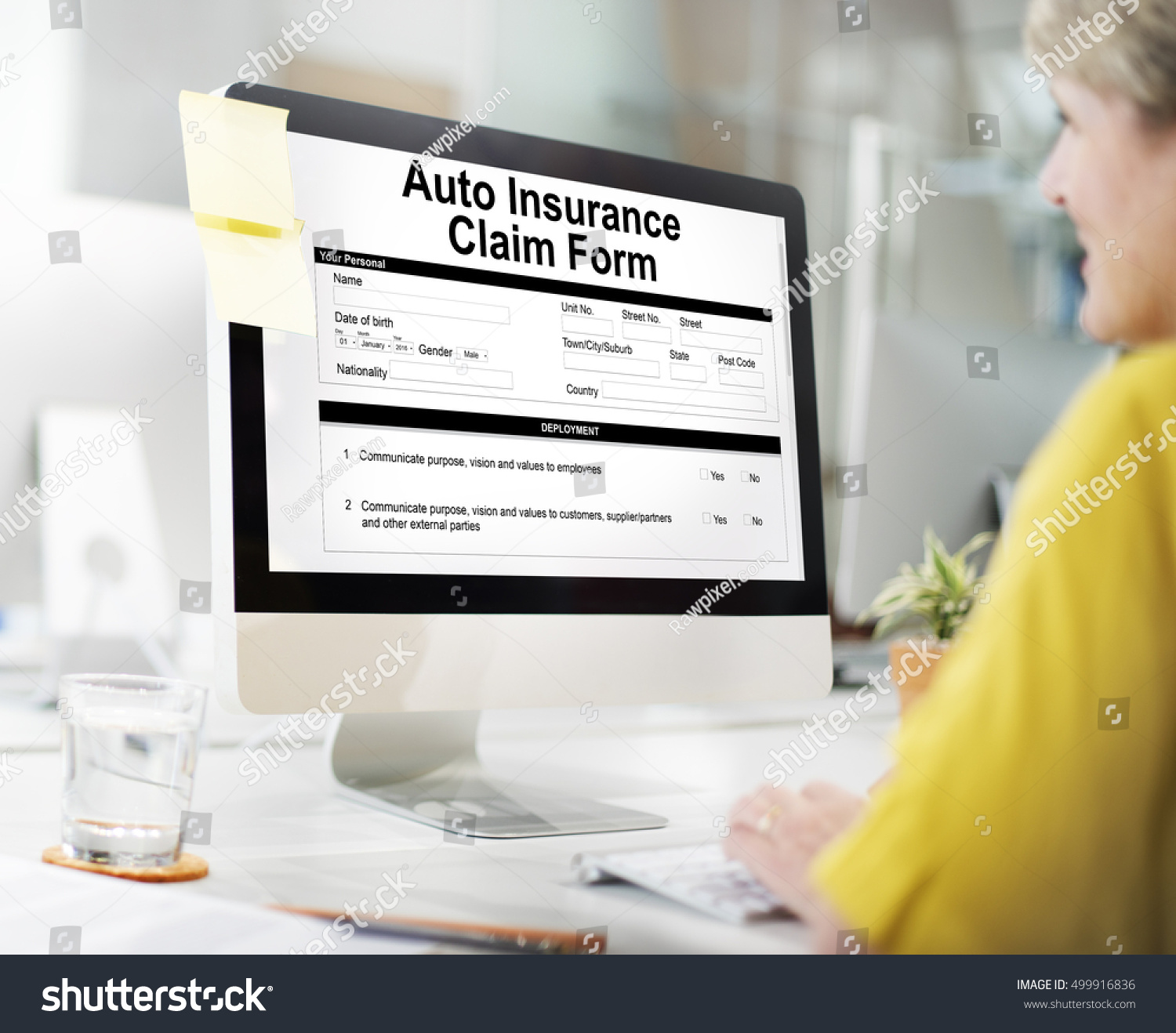 Auto Insurance Claim Form Document Indemnity Stock Photo ...