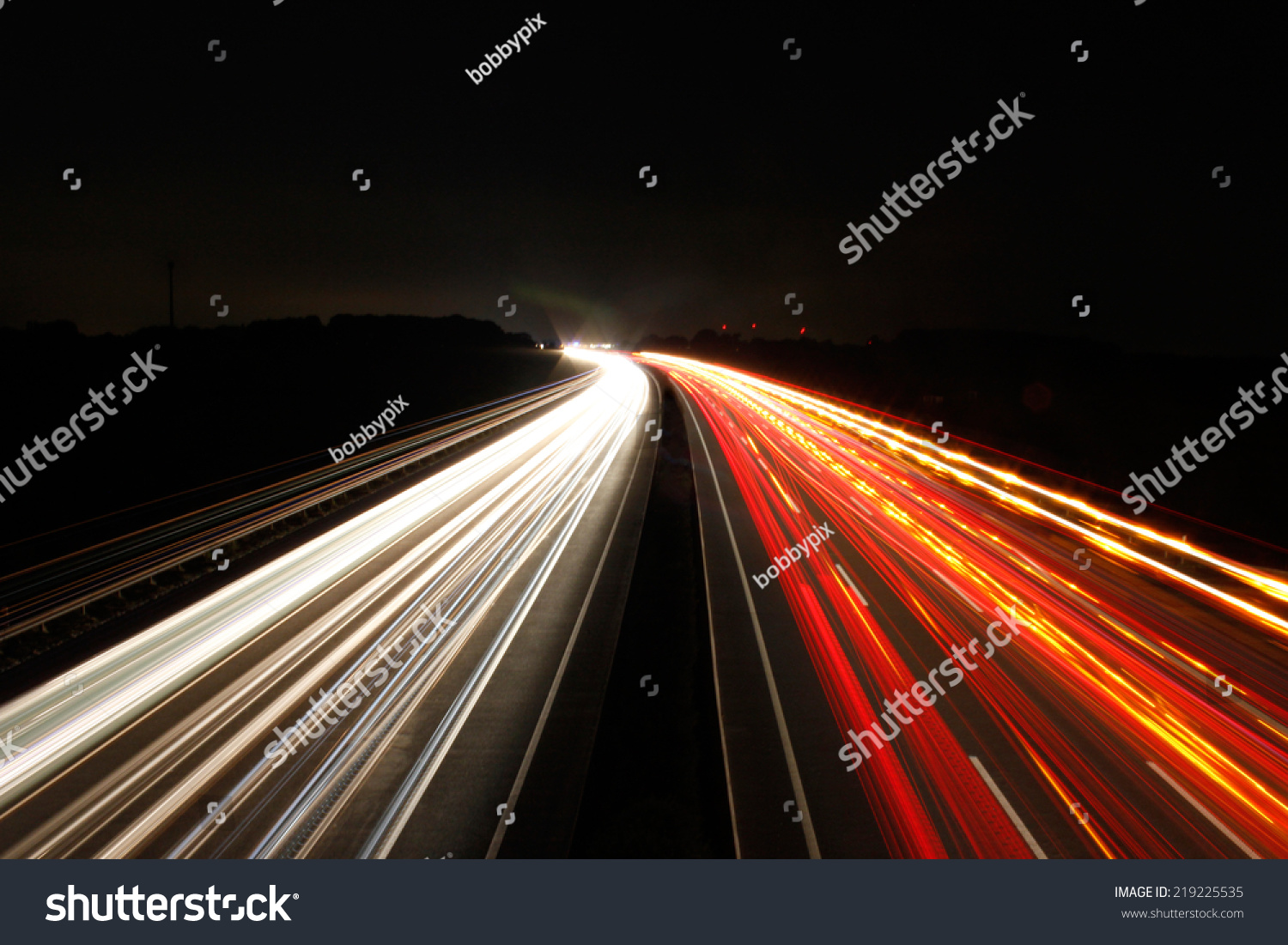 Autobahn Bei Nacht Freeway Night Stock Photo Edit Now