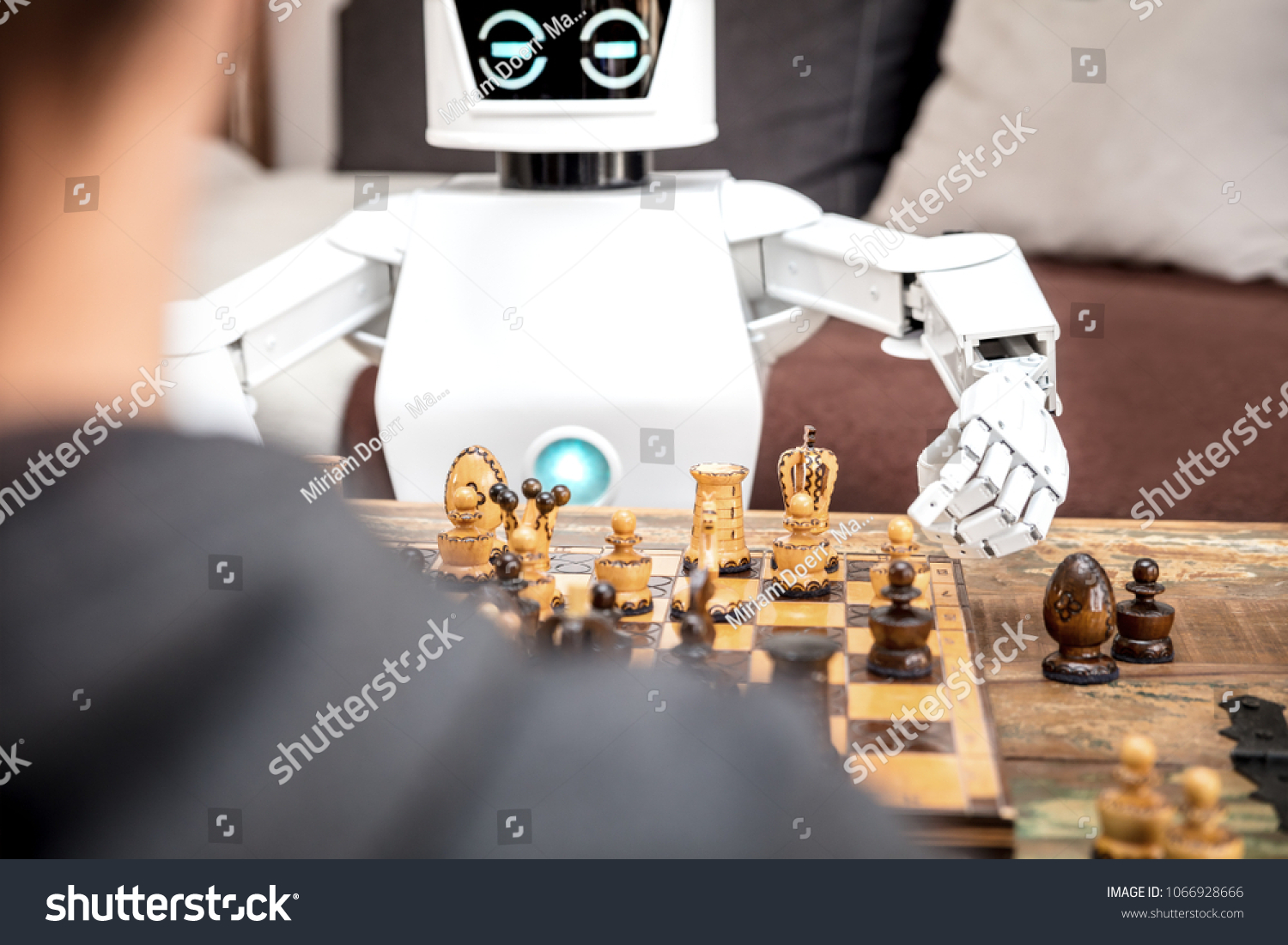 Autonomous Cyborg Roboter Playing Chess Concept Stock Photo Edit Now