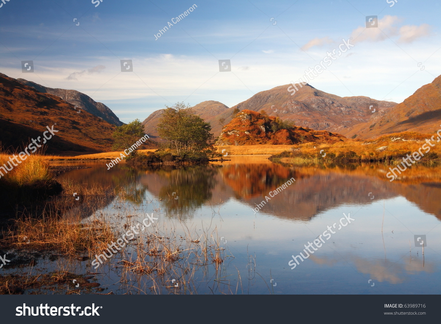 Autumn At Lochan Nan Gabhar In Glen Gour,Ardgour. Stock Photo 63989716 ...