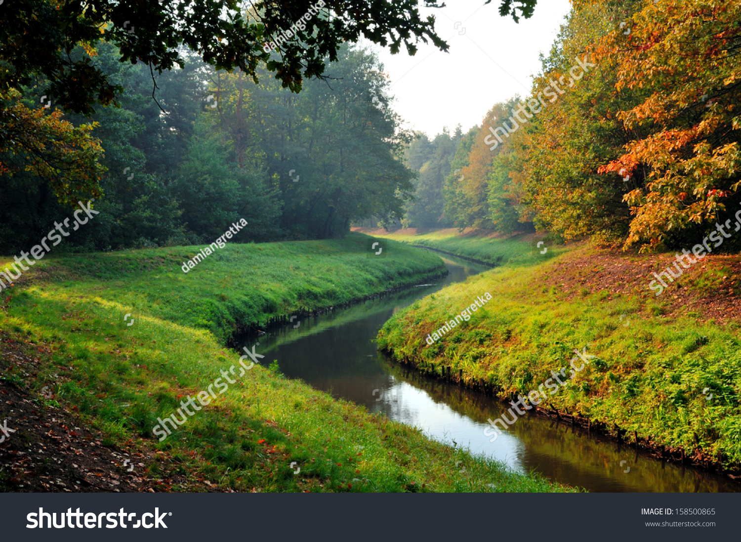 Autumn Trees In The Park. Autumn Time In Nature. Stock Photo 158500865
