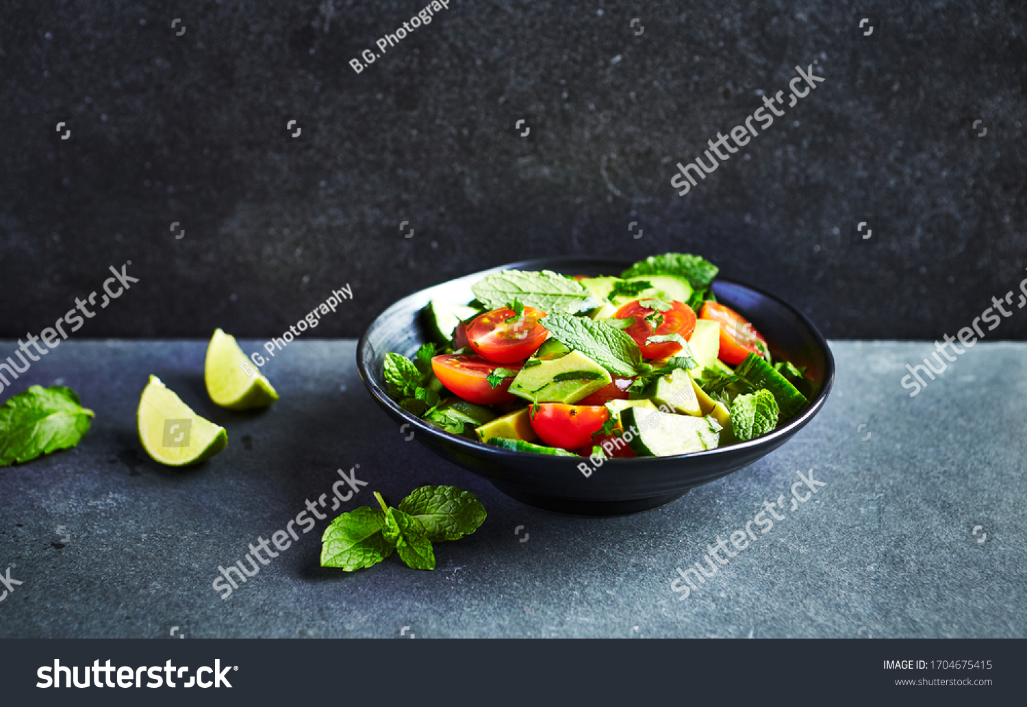  Dark Gray Dual Curve Template Design Featuring Avocado Tomato and Cucumber