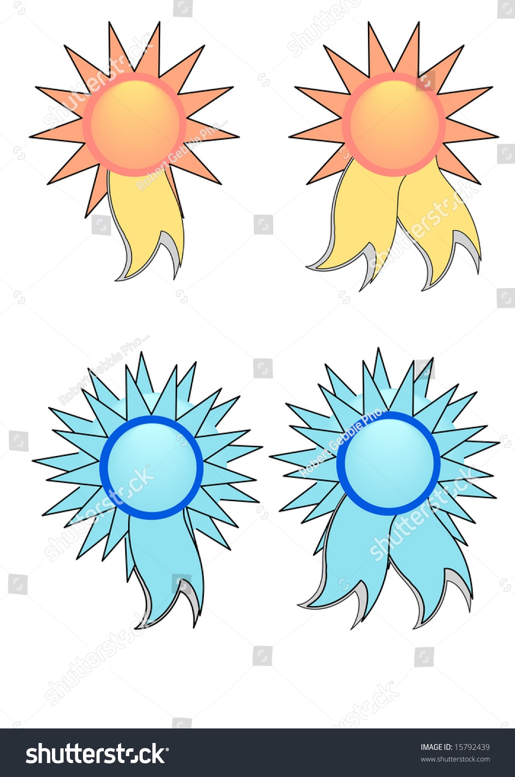 Award Ribbon Blue Yellow Stock Illustration 15792439