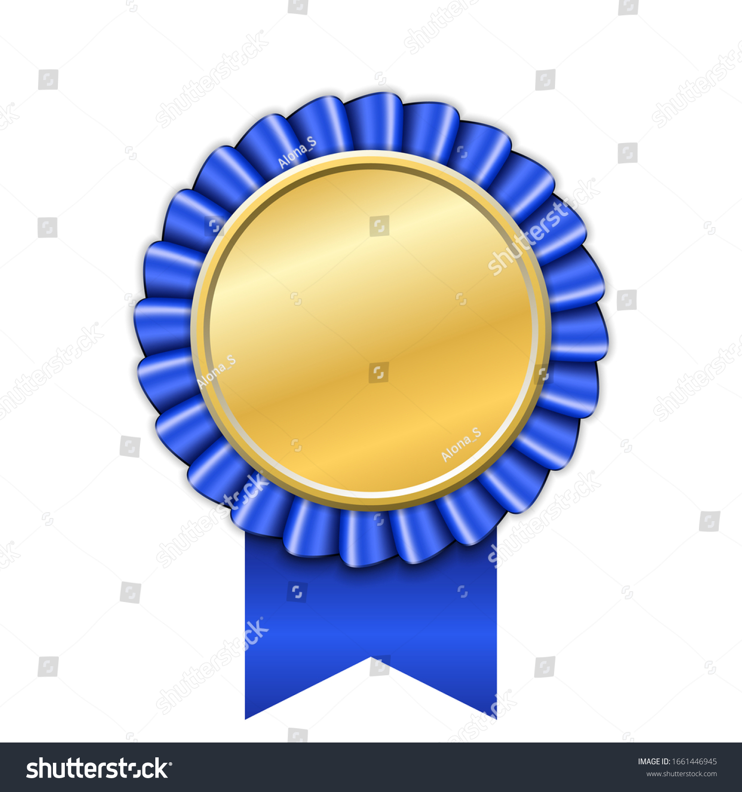 Award Ribbon Gold Icon Golden Blue Stock Illustration 1661446945 ...