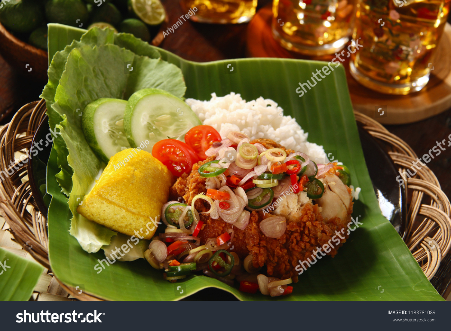 Ayam Geprek Sambal Matah Popular Fusion Stock Photo Edit Now 1183781089