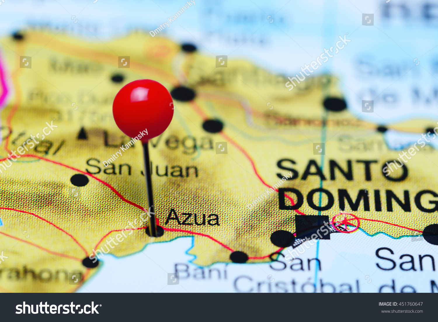 Azua Dominican Republic Map Azua Pinned On Map Dominican Republic Stock Photo 451760647 | Shutterstock