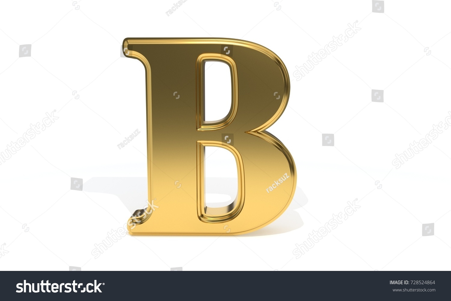 B Gold Colored Alphabet 3d Render Stock Illustration 728524864 ...