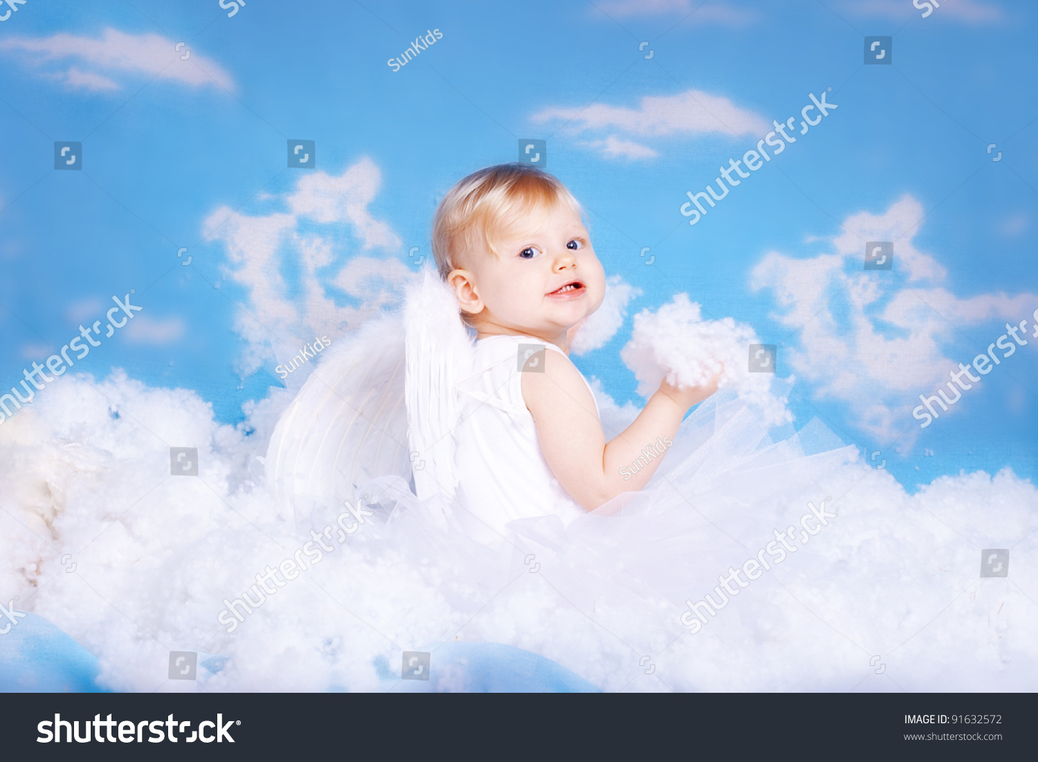 Baby Angel In The Clouds Stock Photo 91632572 : Shutterstock