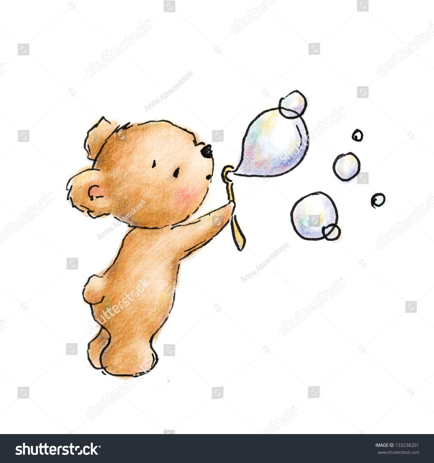 Bear Blowing Bubbles Carte de vœux anniversaire 115x170mm 4