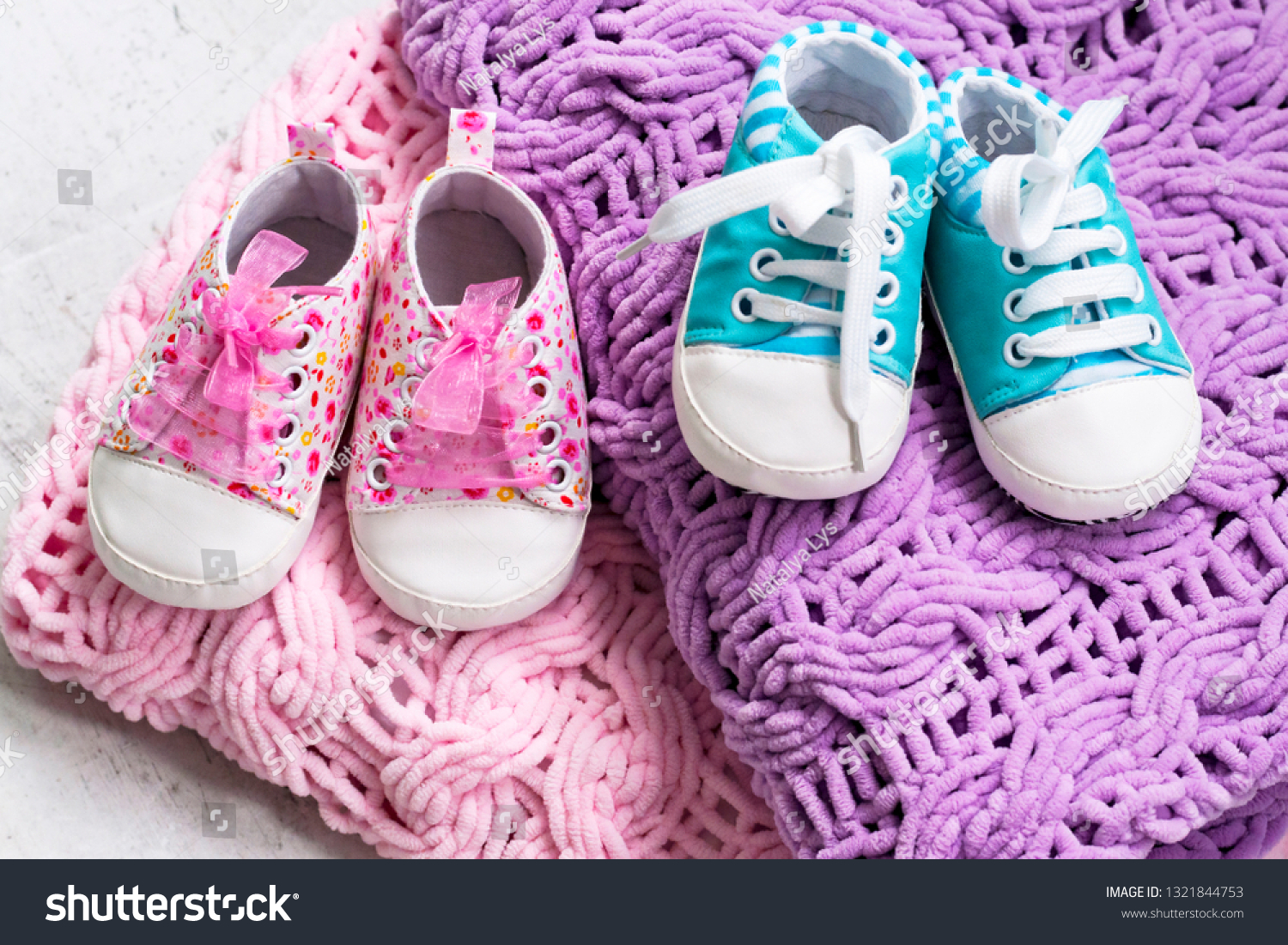 pink and blue booties