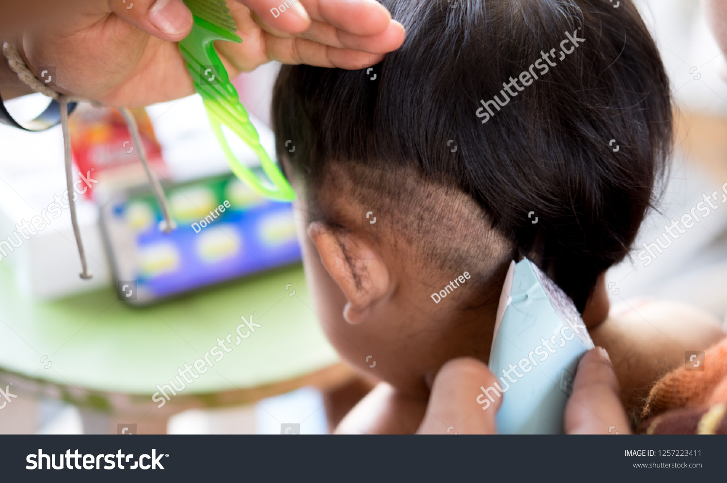 Baby Boy Haircut By His Father Stock Photo Edit Now 1257223411