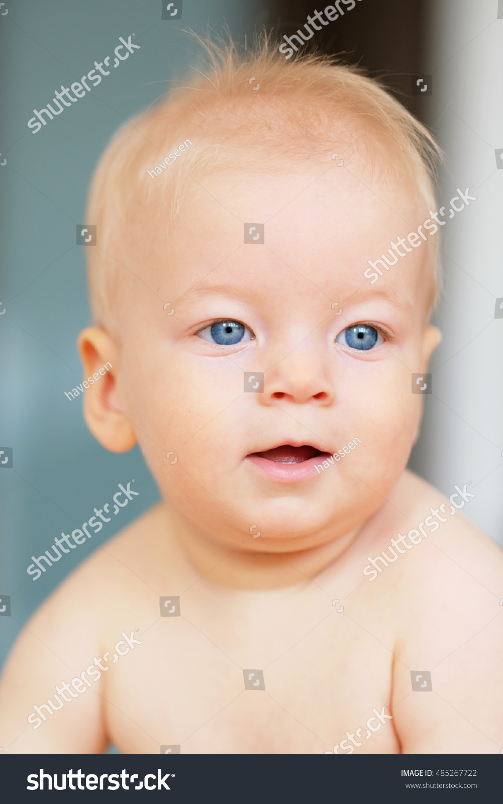 Baby Boy Blue Eyes Portrait Stock Photo 485267722 Shutterstock