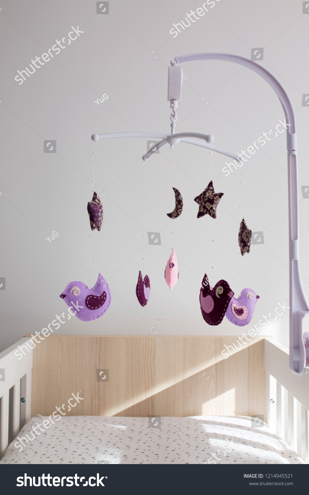 Baby Crib Mobile Stuffed Birds Purple Stock Photo Edit Now