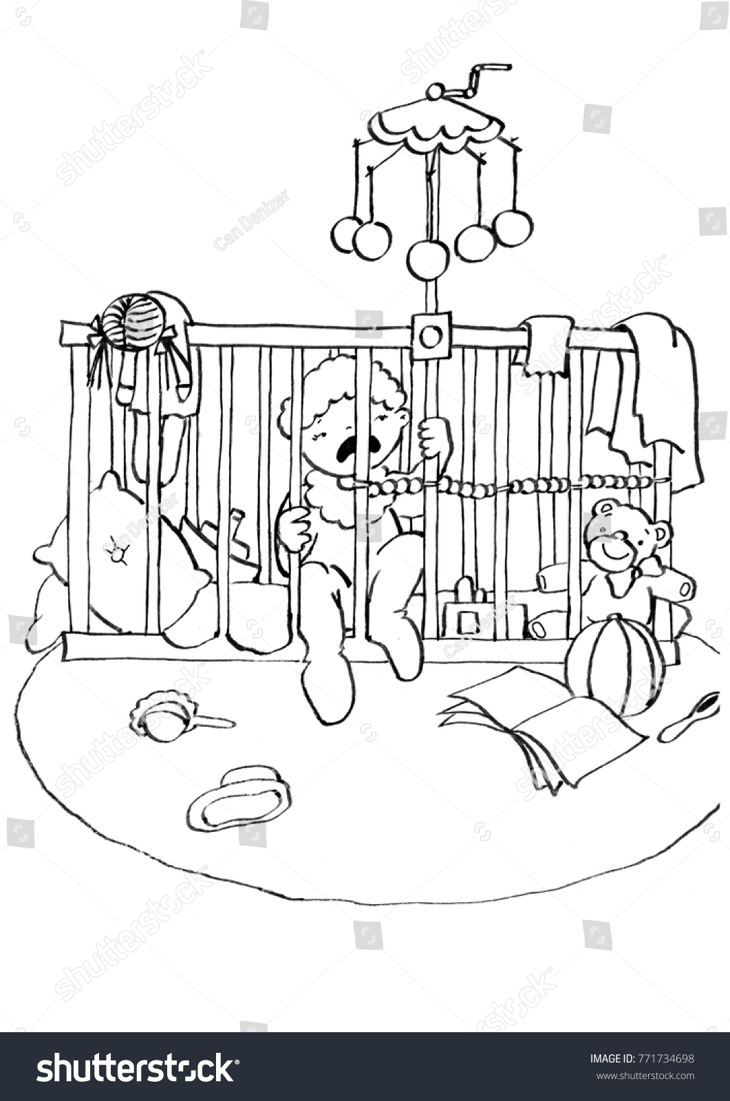 Baby Crying Crib Stock Illustration 771734698