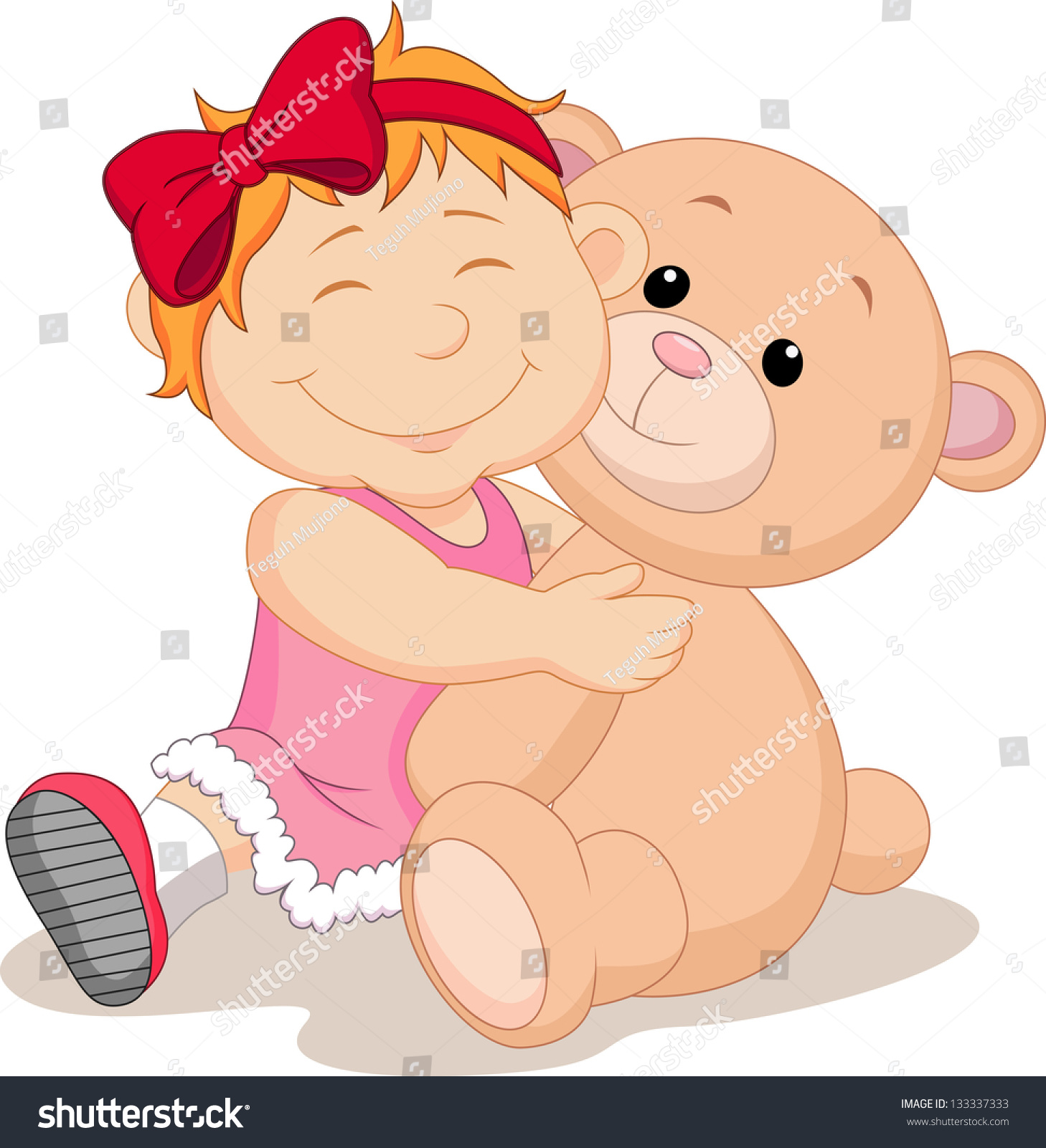 Baby Girl Hugging Teddy Bear Stuff Stock Photo 133337333 : Shutterstock