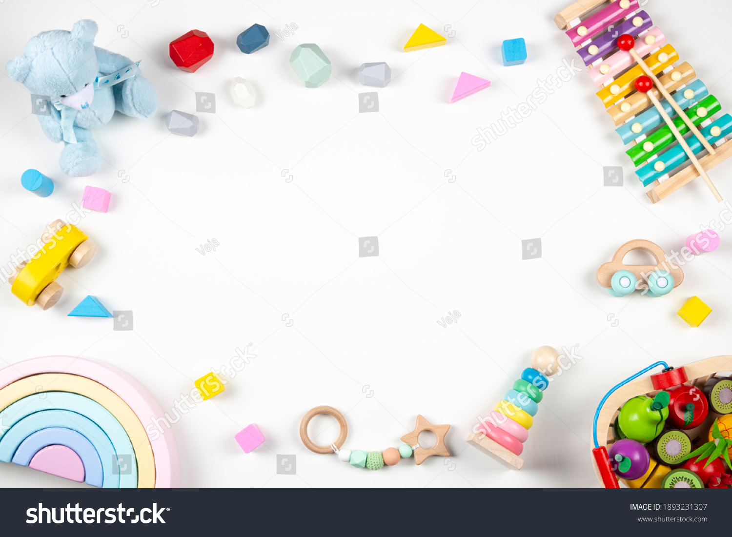 Baby Kids Toys Frame On White Stock Photo 1893231307 | Shutterstock