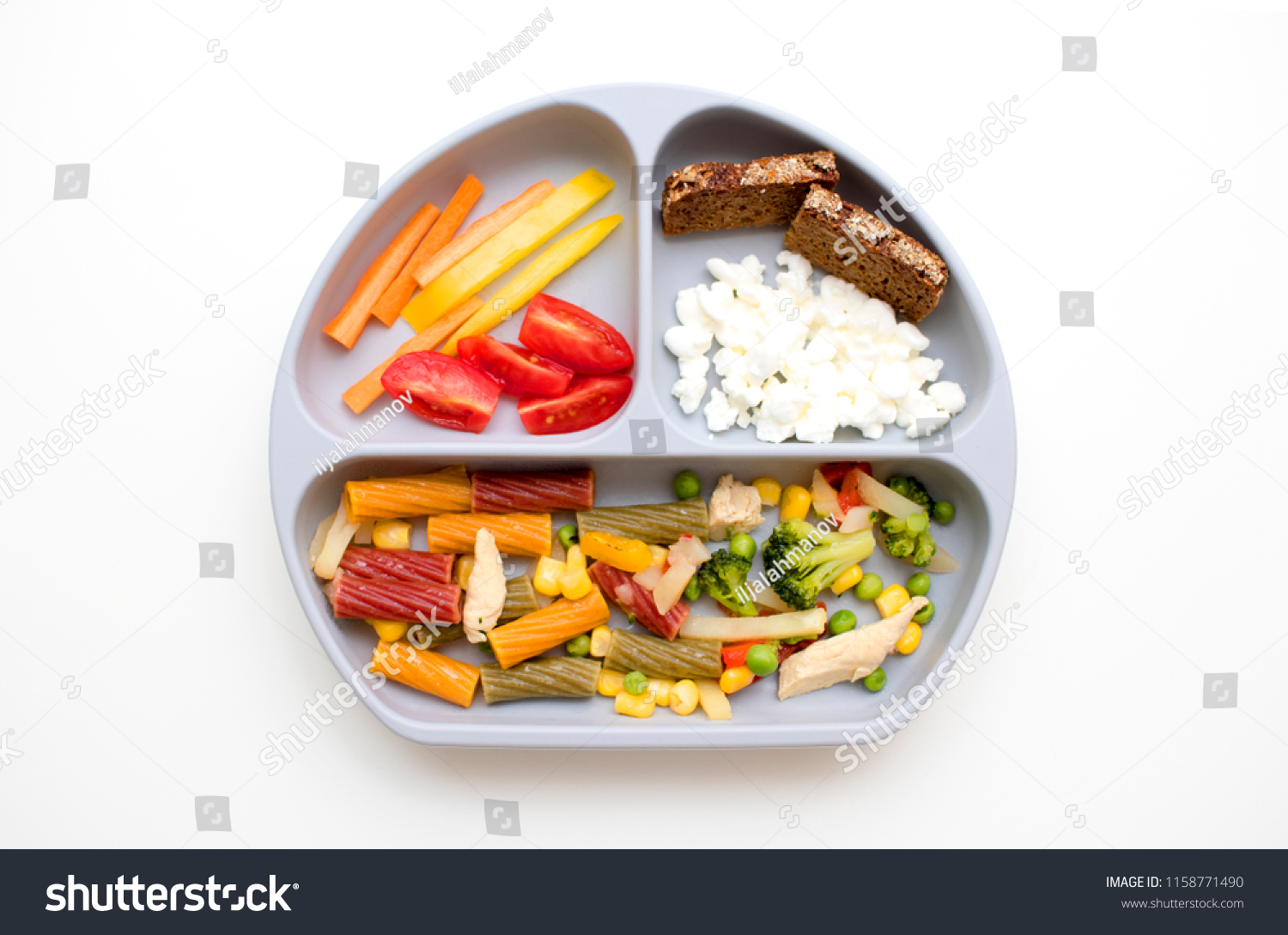 Baby Led Weaning Plate Vegetables Pasta Stock Photo Edit Now 1158771490