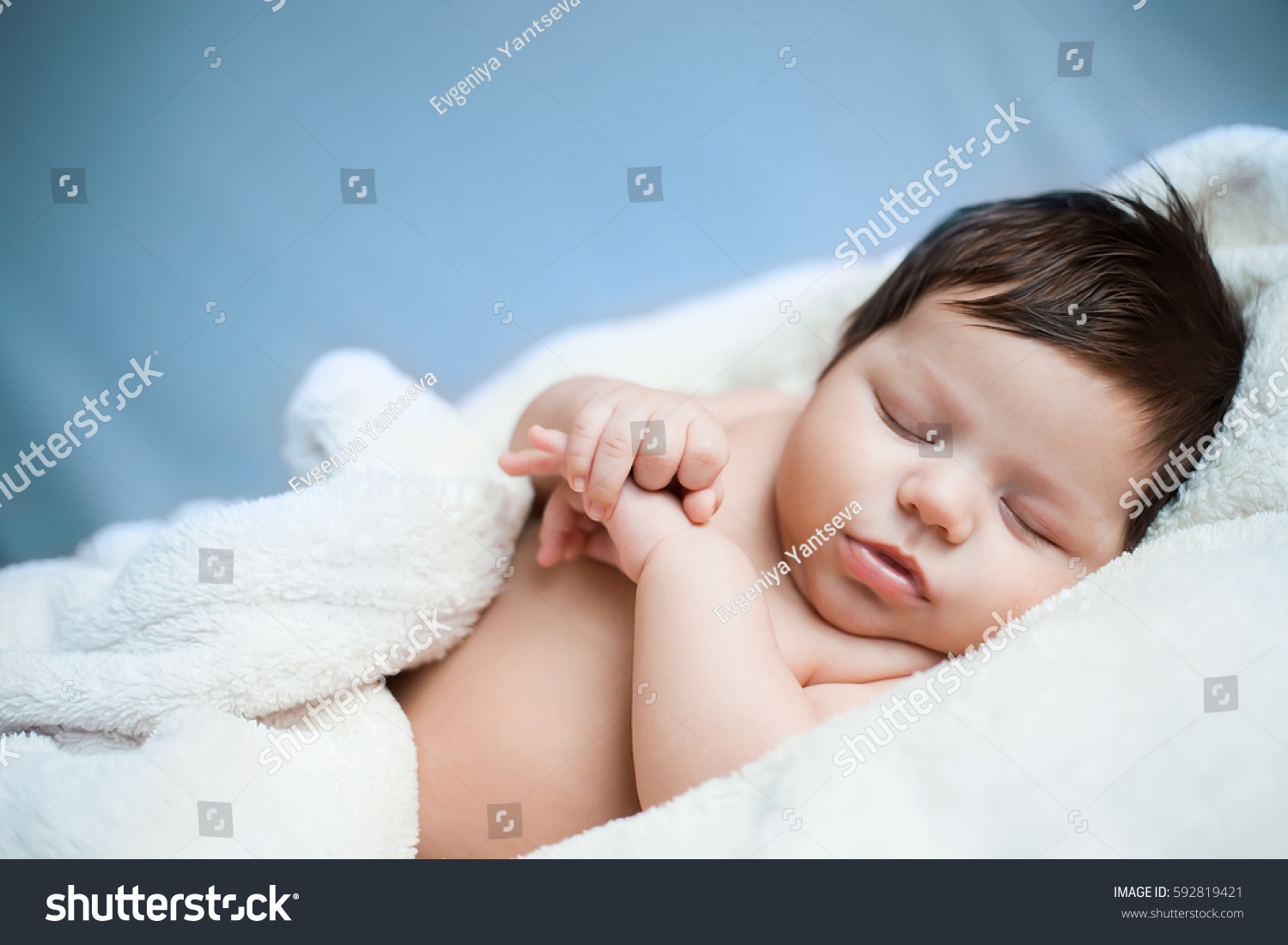 Baby Newborn Baby Cute Blueeyed Dark Stock Photo Edit Now 592819421
