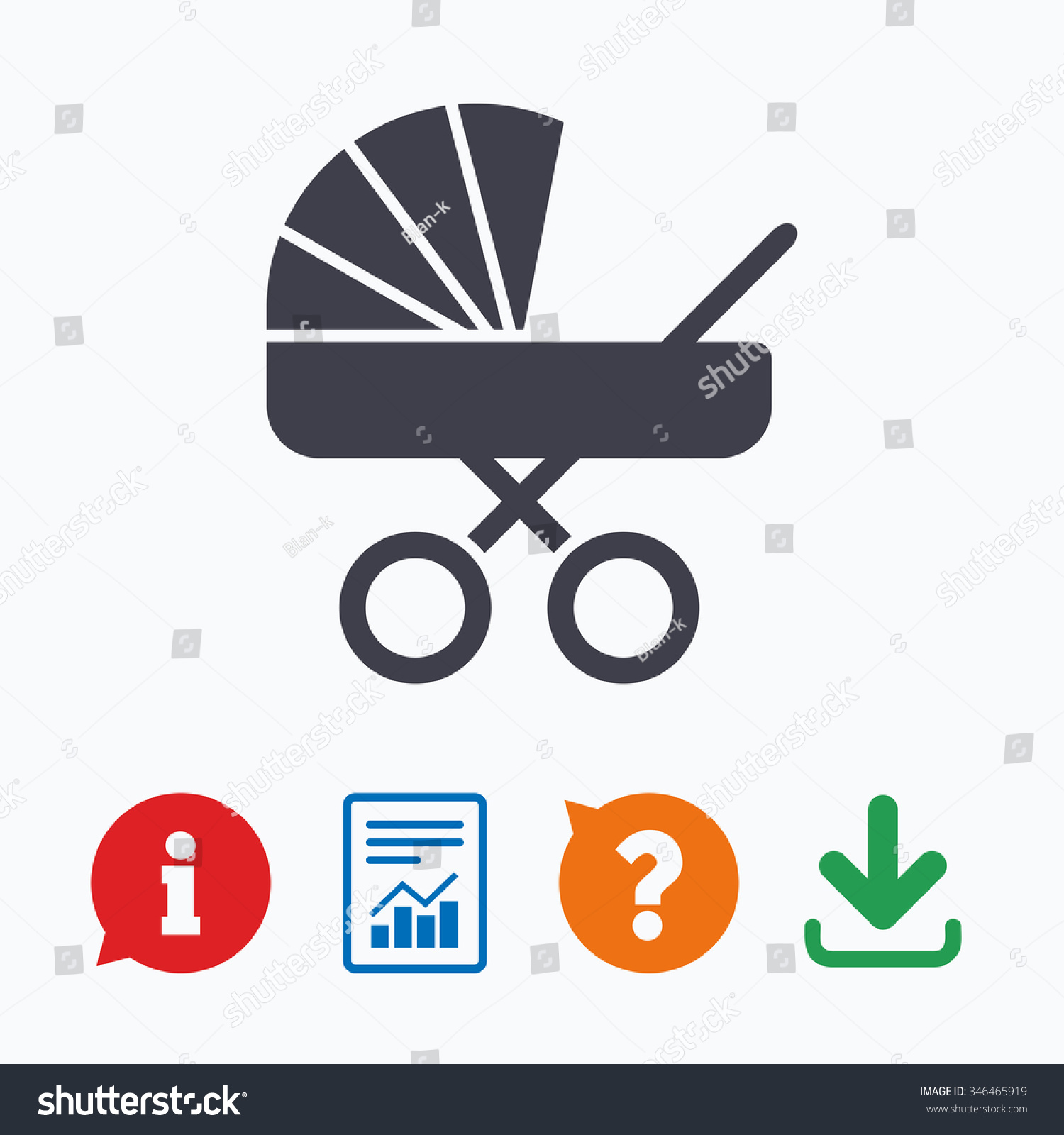 Baby Pram Stroller Sign Icon Baby Stock Illustration