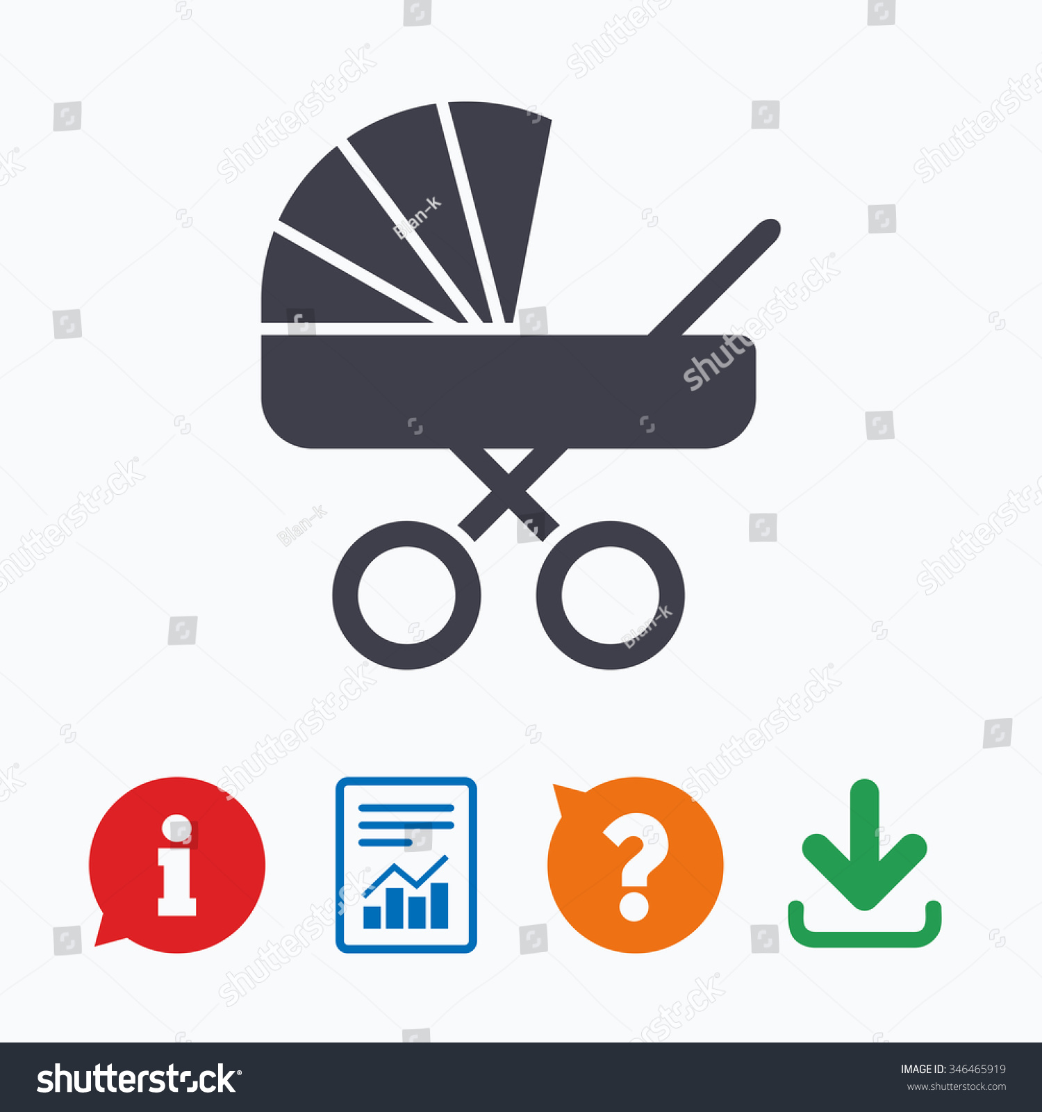 Baby Pram Stroller Sign Icon Baby Stock Illustration 346465919