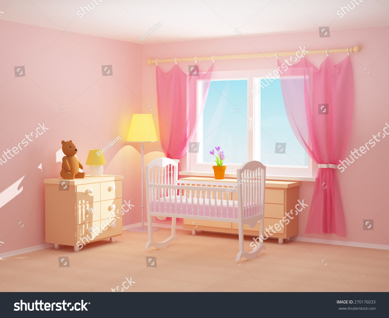Babys Bedroom Cradle Commode Bear Empty Stock Illustration 270176033 ... Babys Bedroom Cradle Commode Bear Empty Stock Illustration 270176033 ...