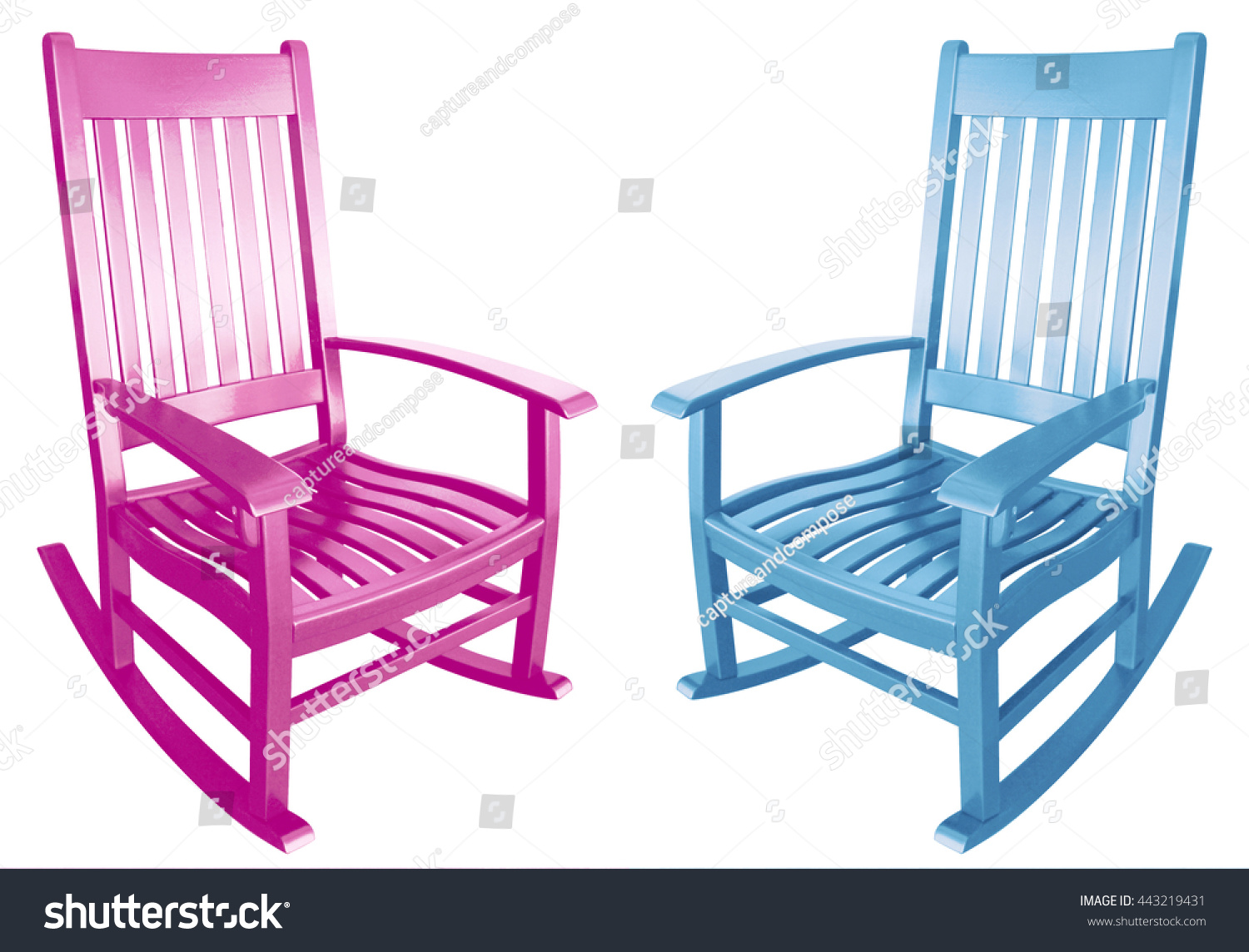 Baby Shower Fraternal Twins Rocking Chairs Stock Photo