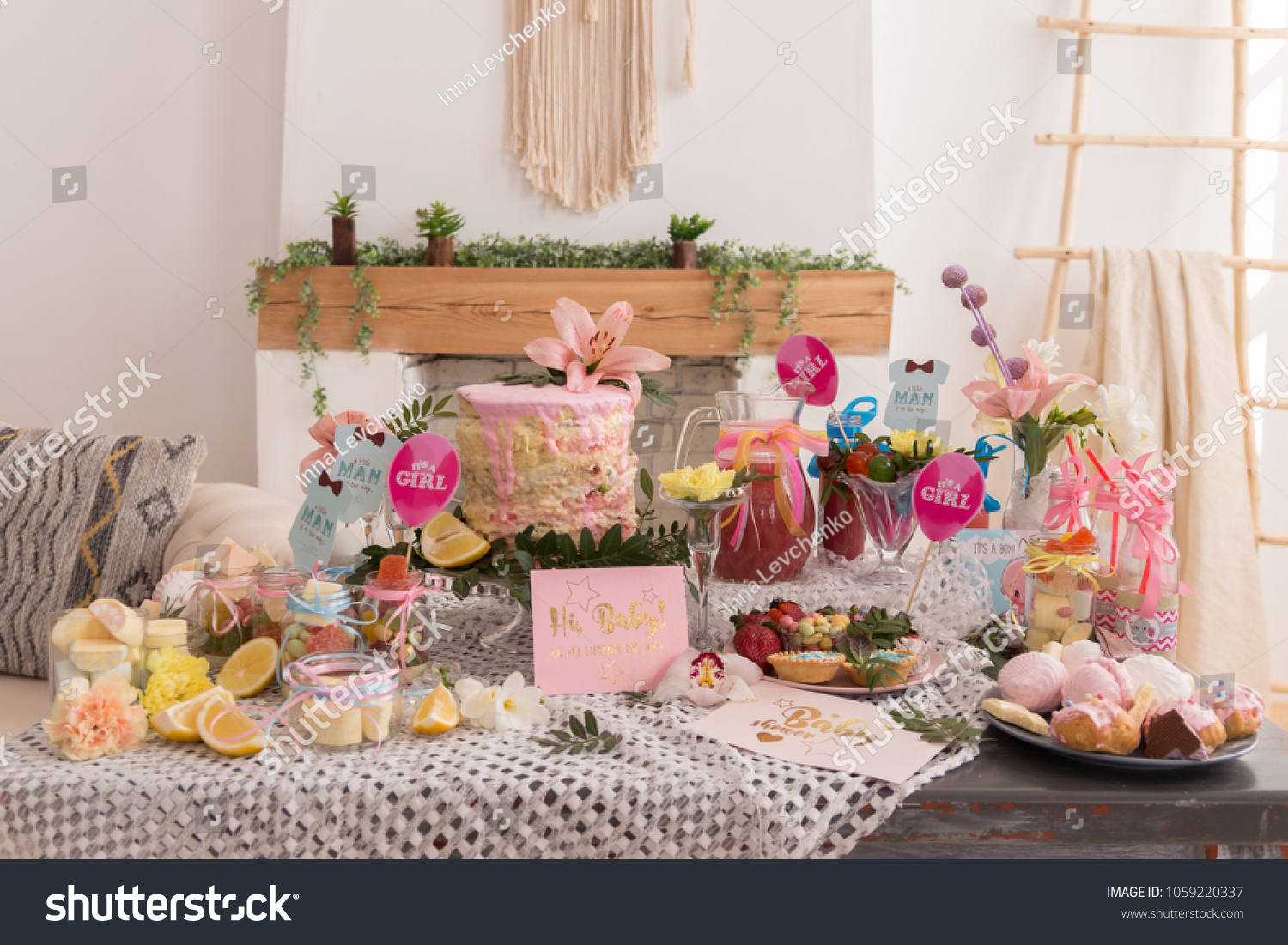 Baby Shower Party Cake Candies Marshmallows Stock Photo Edit Now