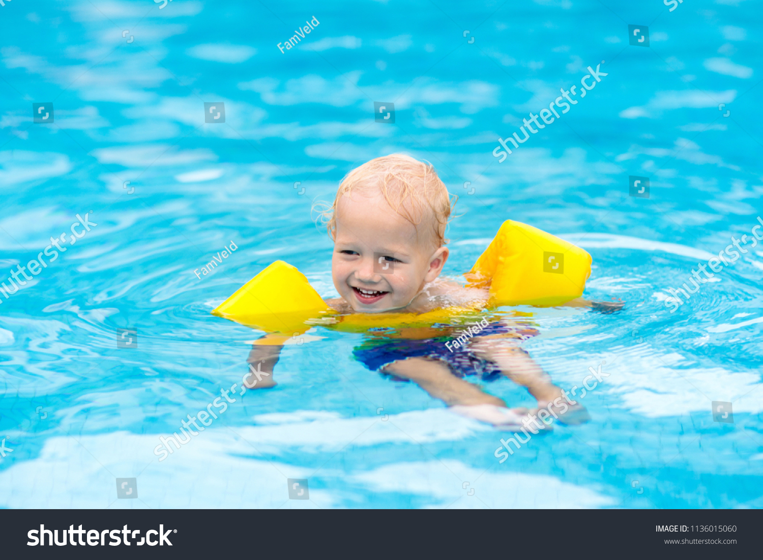 Baby Inflatable Armbands Swimming Pool Little Stock Photo 1136015060